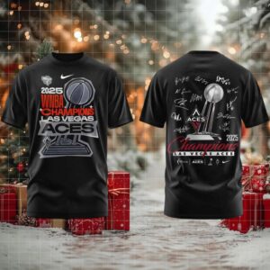 Las Vegas Aces 2025 WNBA Finals Champions Locker Room 2 sided t shirt