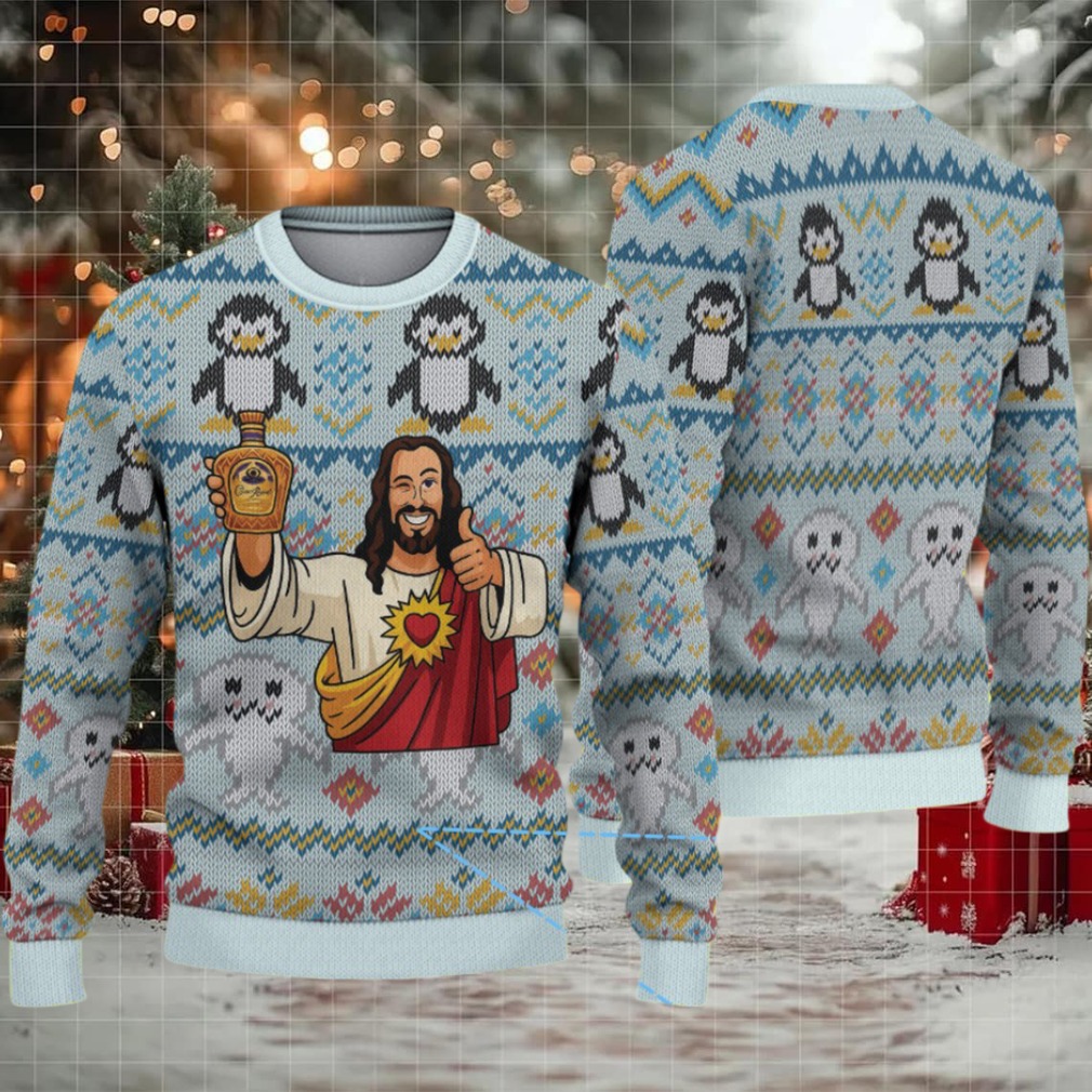 Light Blue Fair Isle Ugly Christmas Sweater Crown Royal Edition