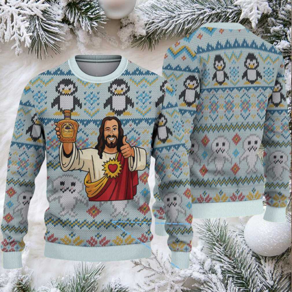 Light Blue Fair Isle Ugly Christmas Sweater Crown Royal Edition