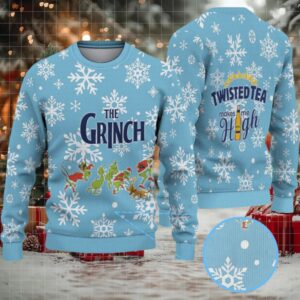 Light Blue Twisted Tea Grinch Snowflake Pattern Ugly Sweater