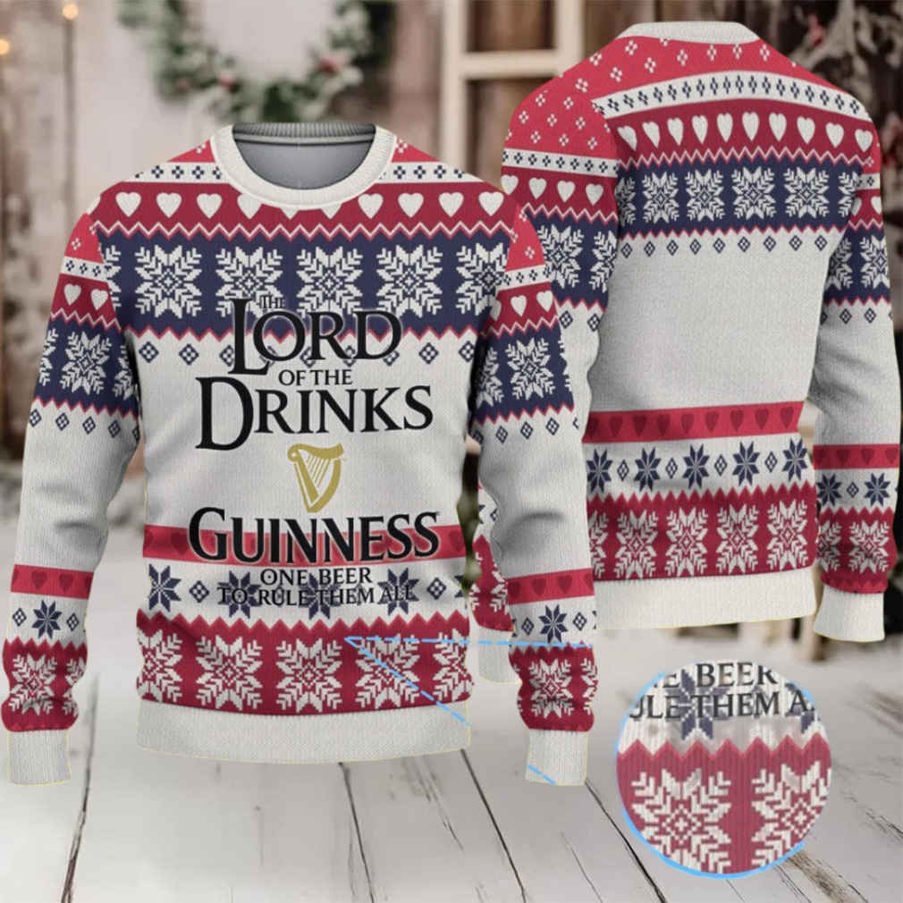 Light Grey Navy & Burgundy Fair Isle Snowflake “Lord of the Drinks” Guinness Ugly Christmas Sweater Light Grey Navy & Burgundy Fair Isle Snowflake “Lord of the Drinks” Guinness Ugly Christmas Sweater