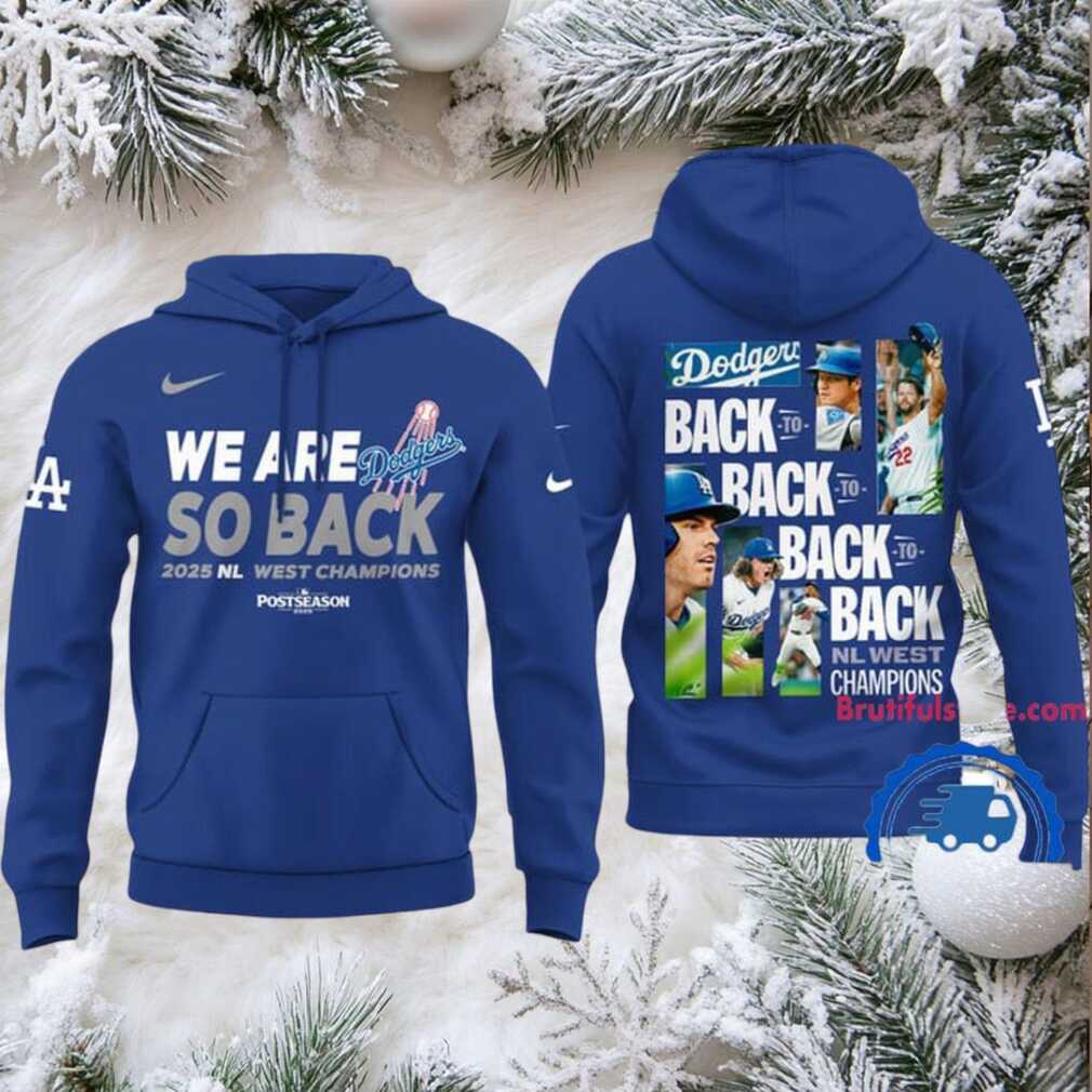 Los Angeles Dodgers 2025 NL West Division Champions Back to Back Hoodie Los Angeles Dodgers 2025 NL West Division Champions Back to Back Hoodie