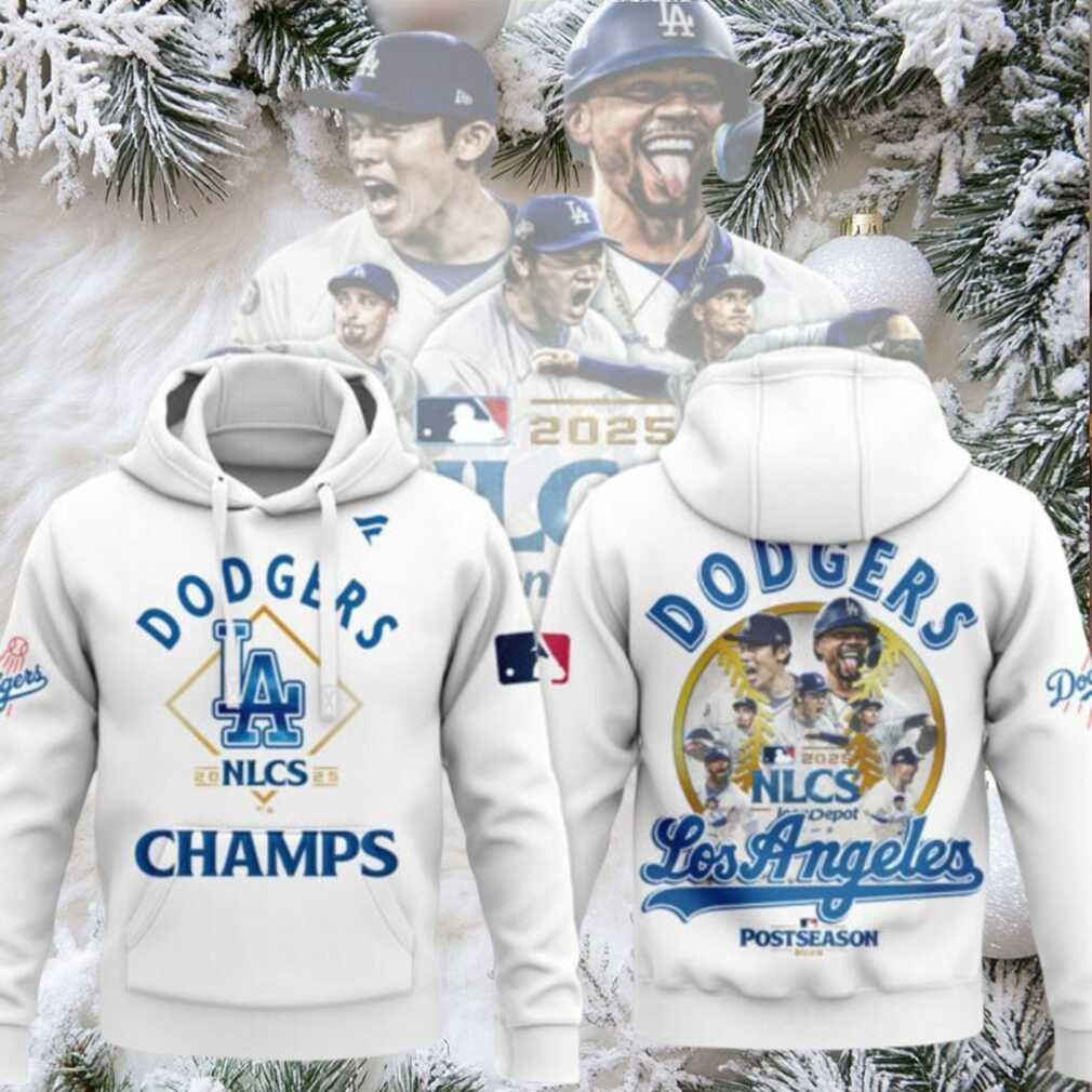 Los Angeles Dodgers NLCS 2025 Champs Postseason Hoodie – White Los Angeles Dodgers NLCS 2025 Champs Postseason Hoodie – White