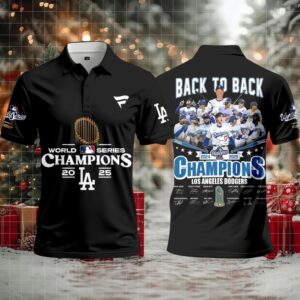 Los Angeles Dodgers World Series Champions 2025 Back To Back 2024 2025 Signature Polo Shirt – Black