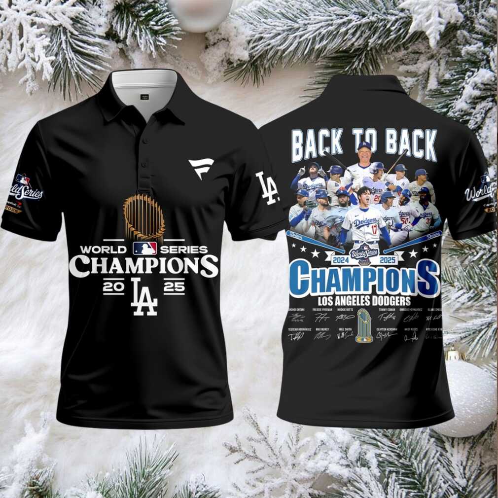 Los Angeles Dodgers World Series Champions 2025 Back To Back 2024 2025 Signature Polo Shirt – Black Los Angeles Dodgers World Series Champions 2025 Back To Back 2024 2025 Signature Polo Shirt – Black