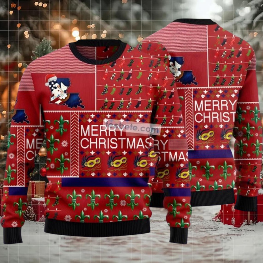 Louisiana Ugly Christmas Sweater Merry Christmas Red Ugliest