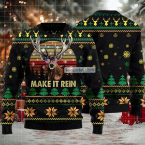 Make It Rein Sunglass America Flag Ugly Christmas Sweater Black Cheap