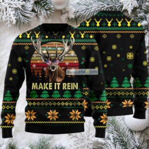 Make It Rein Sunglass America Flag Ugly Christmas Sweater Black Cheap