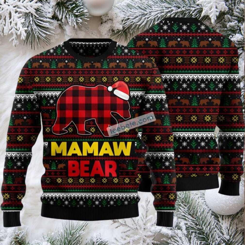 Mamaw Bear Love Mom Ugly Christmas Sweater Black Mens Mamaw Bear Love Mom Ugly Christmas Sweater Black Mens