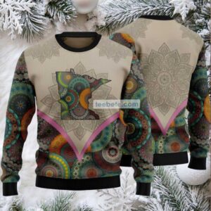 Mandala Minnesota State Pattern Ugly Christmas Sweater Grey Family