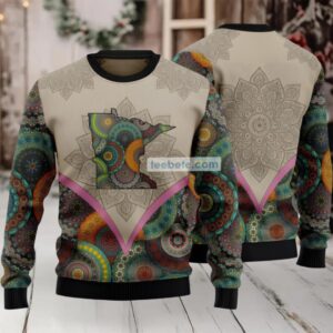 Mandala Minnesota State Pattern Ugly Christmas Sweater Grey Family