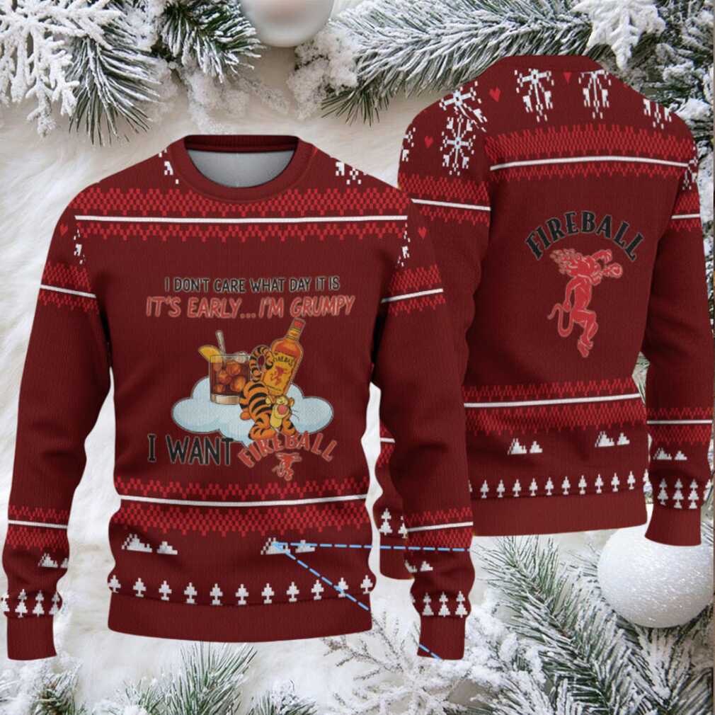 Maroon Snowflake Pattern “Grumpy Tiger & Fireball Cinnamon Whisky” Ugly Christmas Sweater Maroon Snowflake Pattern “Grumpy Tiger & Fireball Cinnamon Whisky” Ugly Christmas Sweater