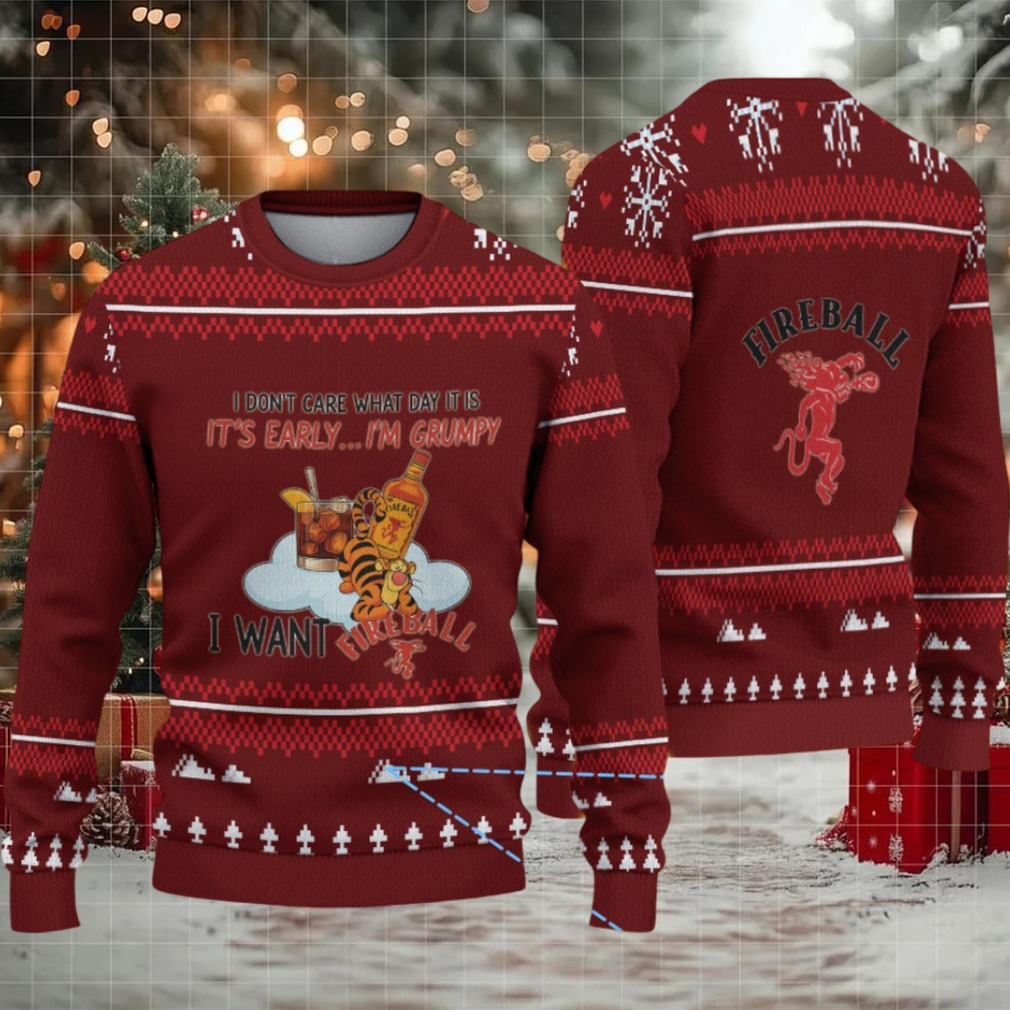 Maroon Snowflake Pattern “Grumpy Tiger & Fireball Cinnamon Whisky” Ugly Christmas Sweater Maroon Snowflake Pattern “Grumpy Tiger & Fireball Cinnamon Whisky” Ugly Christmas Sweater