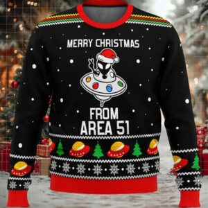 Merry Christmas From Area 51 Aliens Ugly Christmas Sweater