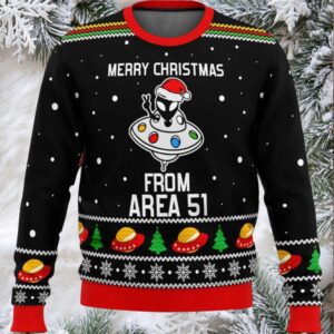Merry Christmas From Area 51 Aliens Ugly Christmas Sweater