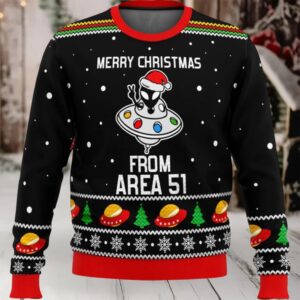 Merry Christmas From Area 51 Aliens Ugly Christmas Sweater