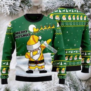 Merry Hitsmas Santa Claus Dance Ugly Christmas Sweater Green Big And Tall