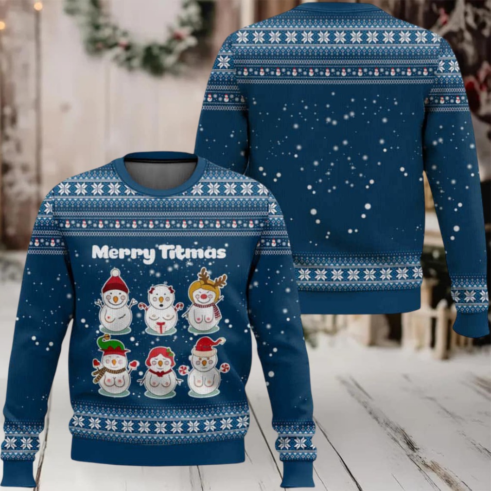 Merry Titmas Naughty Snowman Funny Ugly Christmas Sweater