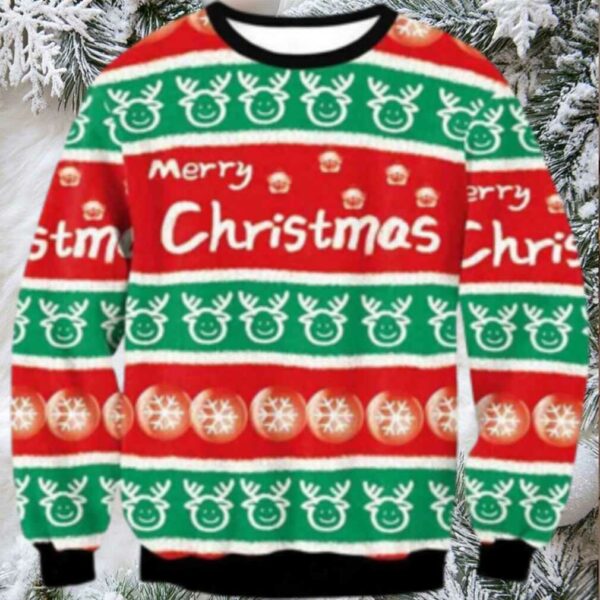 Merry Xmas Pattern Ornament Awesome Christmas Ugly Christmas Sweater