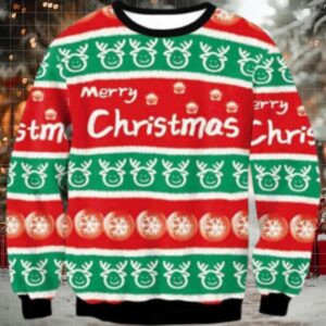 Merry Xmas Pattern Ornament Awesome Christmas Ugly Christmas Sweater