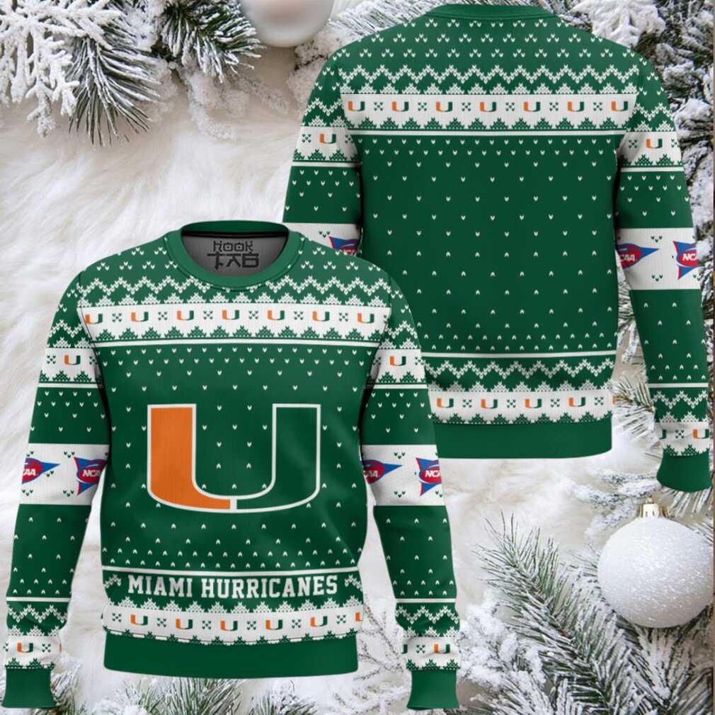 Miami Hurricanes – Custom Name And Number Ugly Christmas Sweater Miami Hurricanes – Custom Name And Number Ugly Christmas Sweater