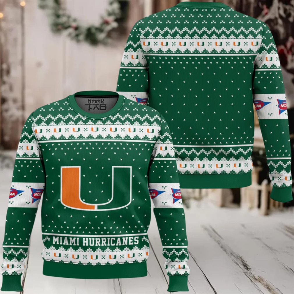 Miami Hurricanes – Custom Name And Number Ugly Christmas Sweater Miami Hurricanes – Custom Name And Number Ugly Christmas Sweater