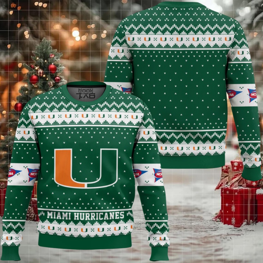 Miami Hurricanes – Custom Name And Number Ugly Christmas Sweater Miami Hurricanes – Custom Name And Number Ugly Christmas Sweater