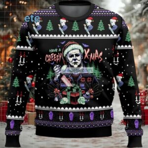 Michael Myers Have A Creepy Xmas Ugly Sweater Black Party