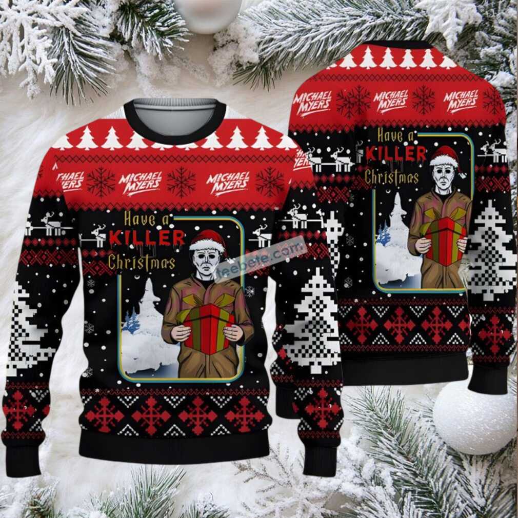 Michael Myers Have A Killer Christmas Ugly Cardigan - Michael Myers holiday design