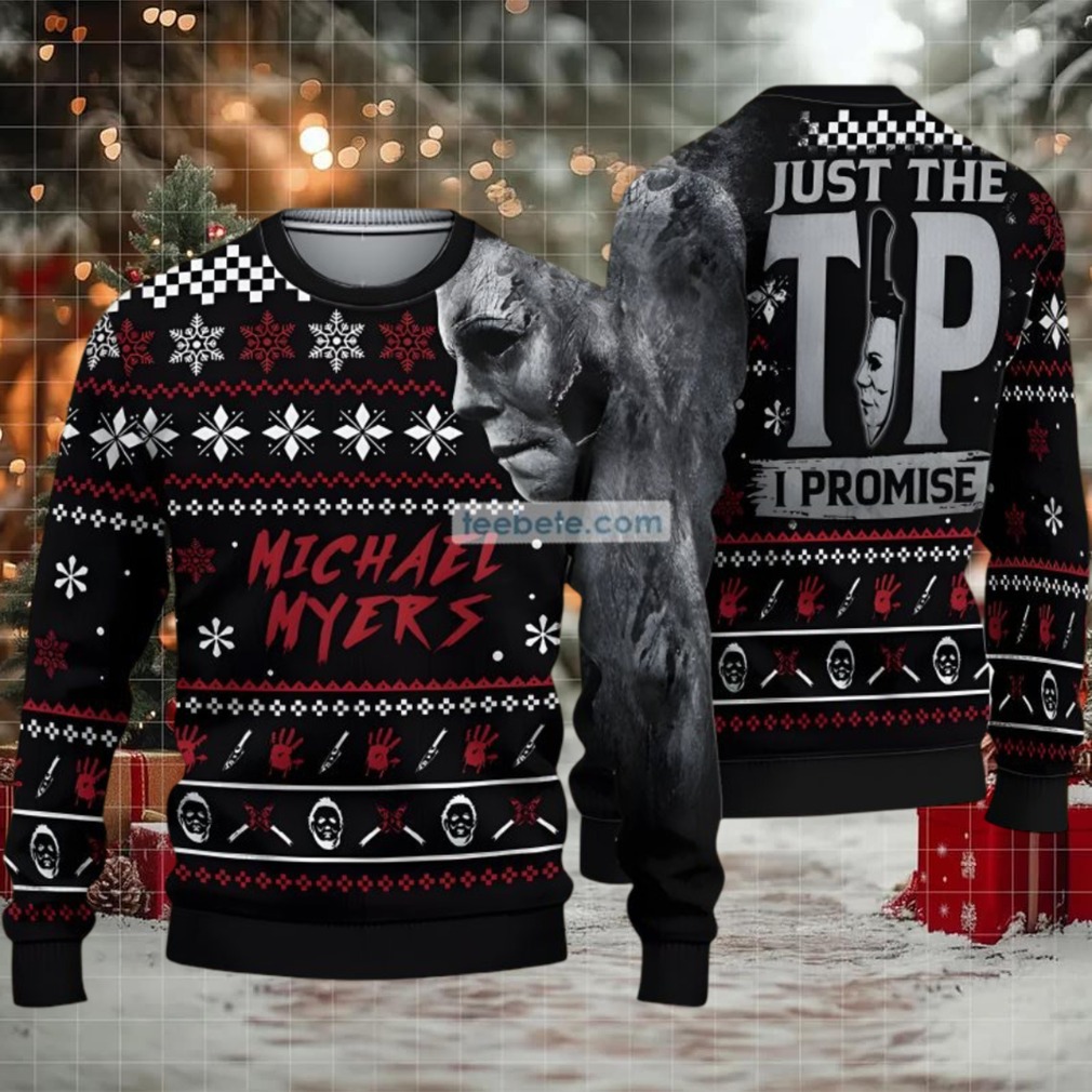 Michael Myers Just The Tip I Promise Ugly Christmas Sweater Black Red Michael Myers Just The Tip I Promise Ugly Christmas Sweater Black Red