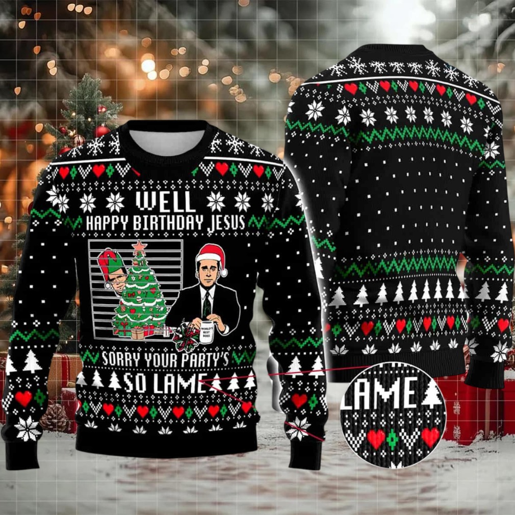 Michael Scott The Office Well Happy Birthday Jesus Ugly Christmas Sweater Michael Scott The Office Well Happy Birthday Jesus Ugly Christmas Sweater