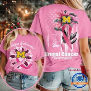 Michigan Wolverines 2025 NCAA Breast Cancer Sunflowers Unisex 3D Shirt