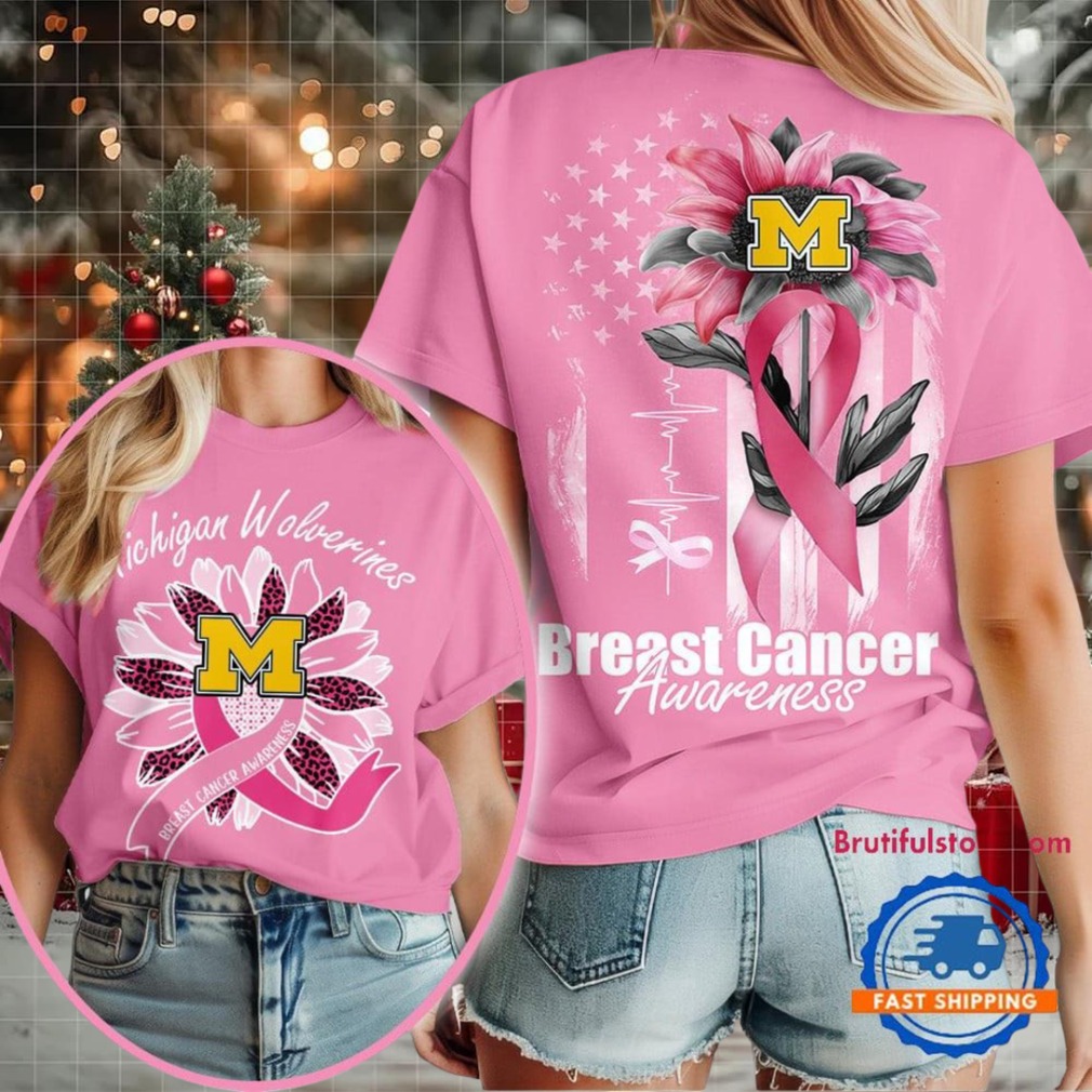 Michigan Wolverines 2025 NCAA Breast Cancer Sunflowers Unisex 3D Shirt