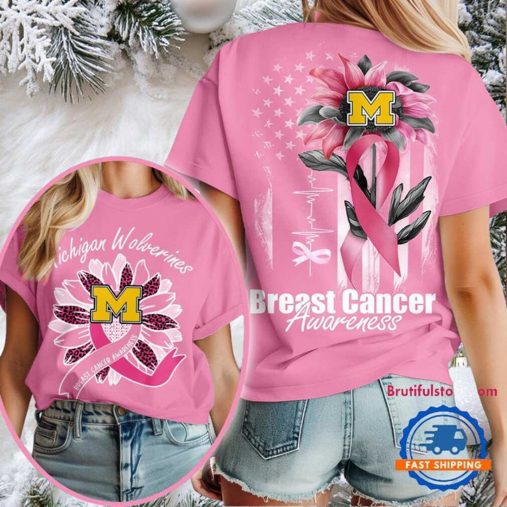 Michigan Wolverines 2025 NCAA Breast Cancer Sunflowers Unisex 3D Shirt Michigan Wolverines 2025 NCAA Breast Cancer Sunflowers Unisex 3D Shirt
