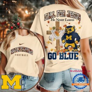 Michigan Wolverines 2025 NCAA Season Fall For Jesus Unisex 3D Shirt