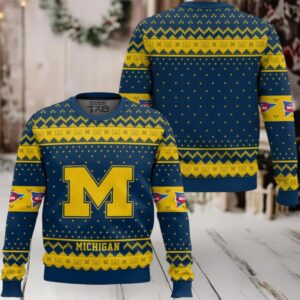 Michigan Wolverines – Custom Name And Number Ugly Christmas Sweater