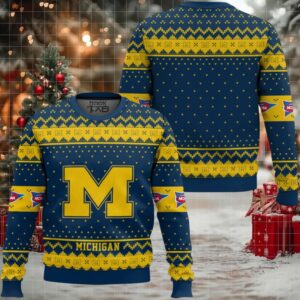 Michigan Wolverines – Custom Name And Number Ugly Christmas Sweater
