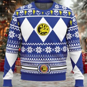 Mighty Morphin Blue Ranger Power Rangers Ugly Christmas Sweater