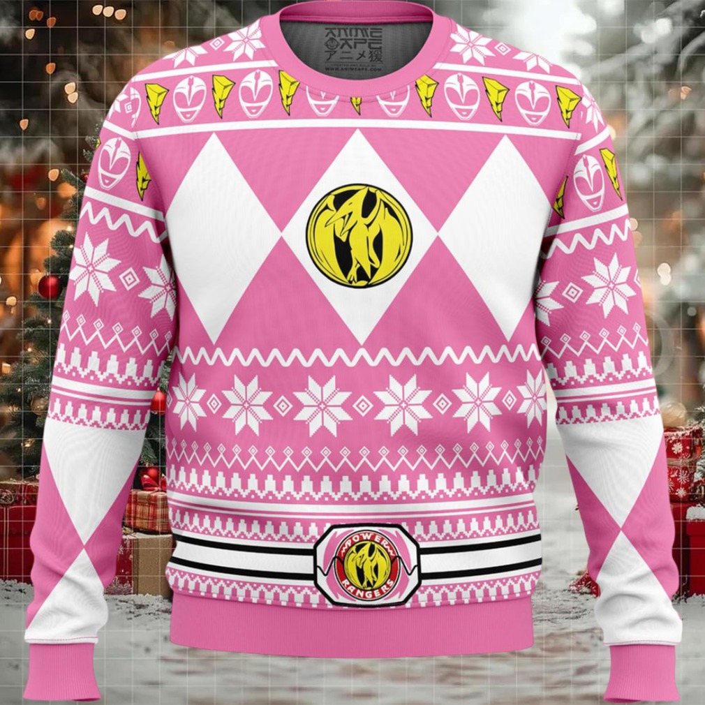 Mighty Morphin Pink Ranger Power Rangers Ugly Christmas Sweater Mighty Morphin Pink Ranger Power Rangers Ugly Christmas Sweater