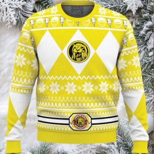 Mighty Morphin Yellow Ranger Power Rangers Ugly Christmas Sweater