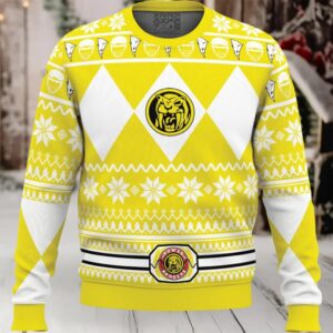 Mighty Morphin Yellow Ranger Power Rangers Ugly Christmas Sweater