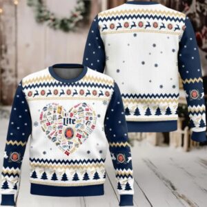 Miller Lite Heart Ugly Christmas Sweater