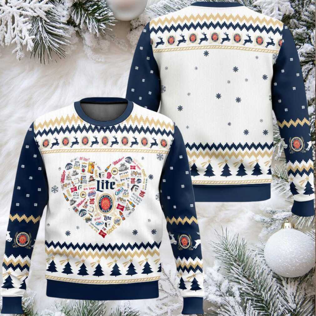 Miller Lite Heart Ugly Christmas Sweater