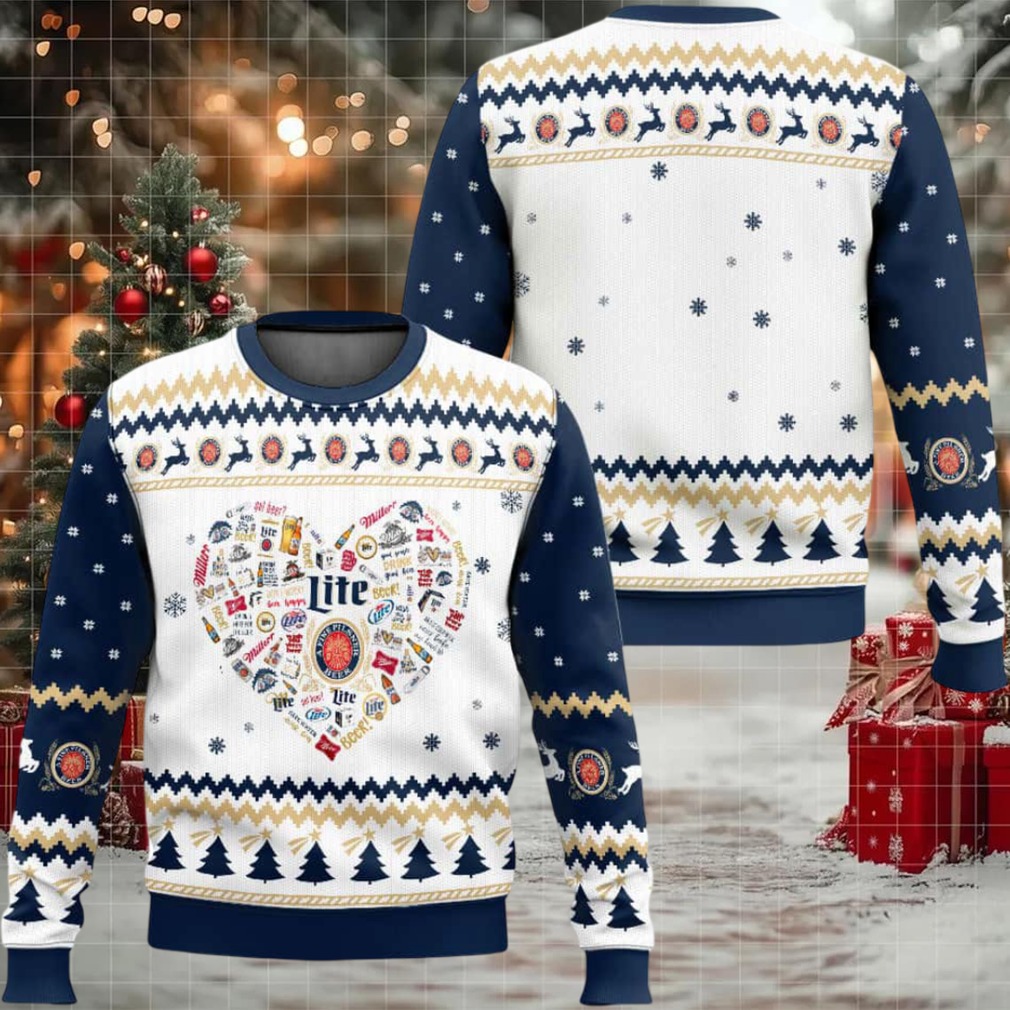 Miller Lite Heart Ugly Christmas Sweater Miller Lite Heart Ugly Christmas Sweater