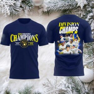 Milwaukee Brewers Navy 2025 NL Central Division Champions Logo Two Sided Hoodie Shirt