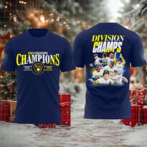 Milwaukee Brewers Navy 2025 NL Central Division Champions Logo Two Sided Hoodie Shirt