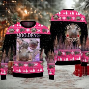 Moo Deng Bouncy Pig Ugly Christmas Sweater
