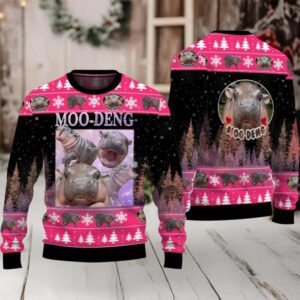 Moo Deng Bouncy Pig Ugly Christmas Sweater