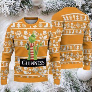 Mustard Orange Christmas Icons Stripe Guinness Beer Ugly Christmas Sweater