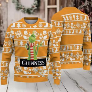 Mustard Orange Christmas Icons Stripe Guinness Beer Ugly Christmas Sweater
